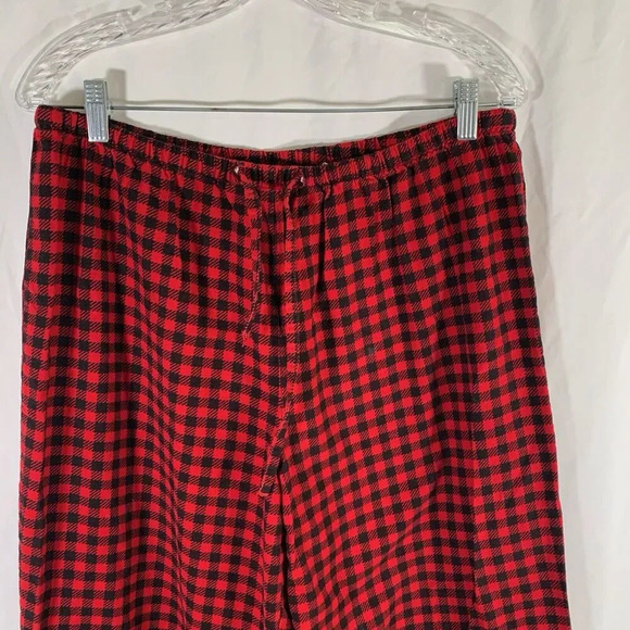 LL Bean Pajama pants Women's Large Red Plaid Drawstring Pull On No Pockets - Picture 2 of 8